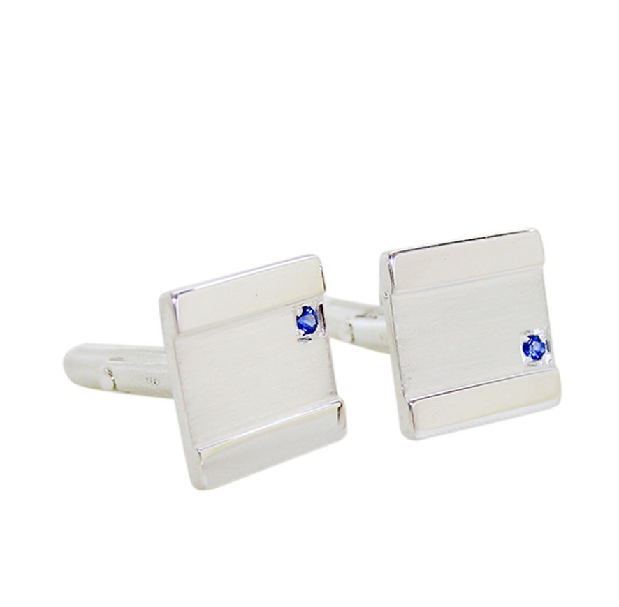 TWIN SET CUFFLINKS IN WHITE GOLD AND SAPPHIRES