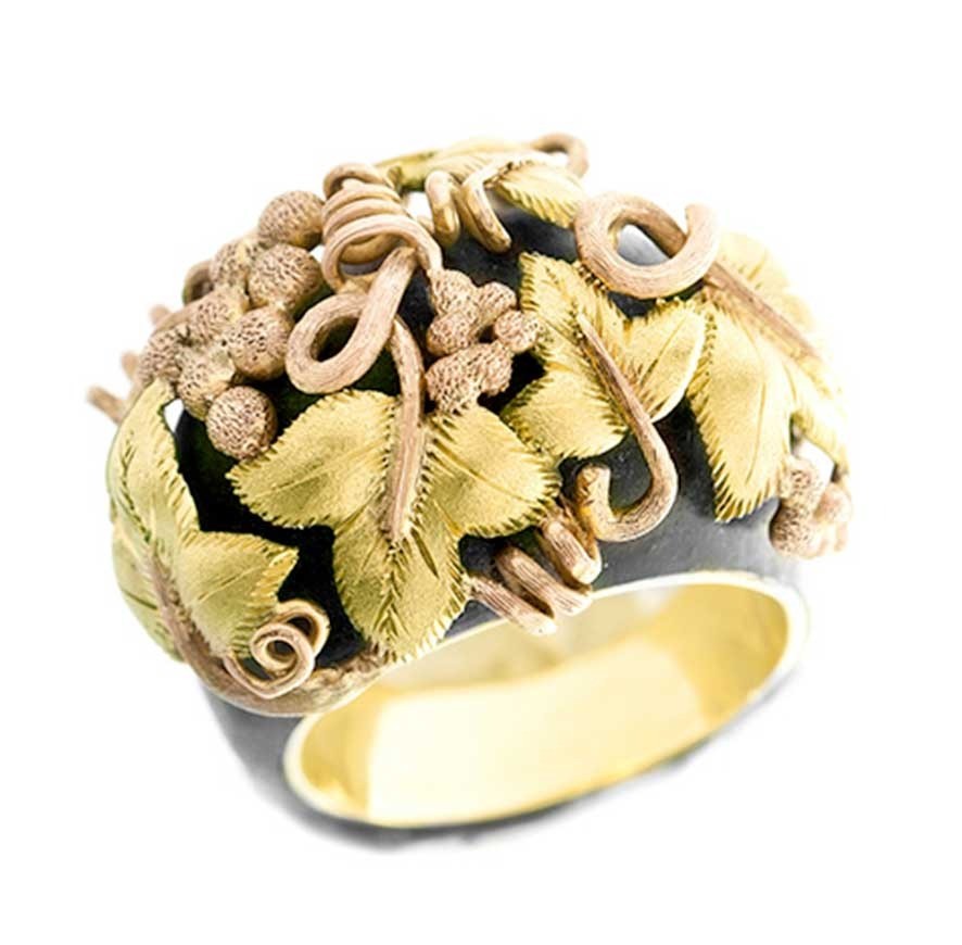 Anello ebano Golden Grapes