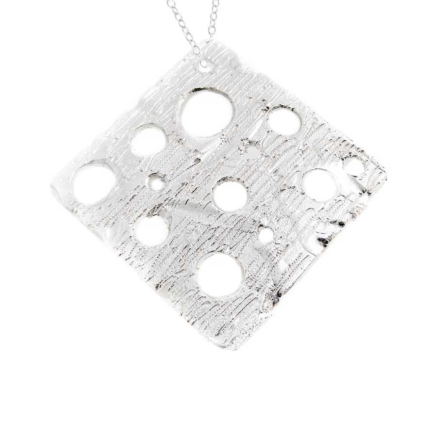 Silver Black Moon Square Pendant