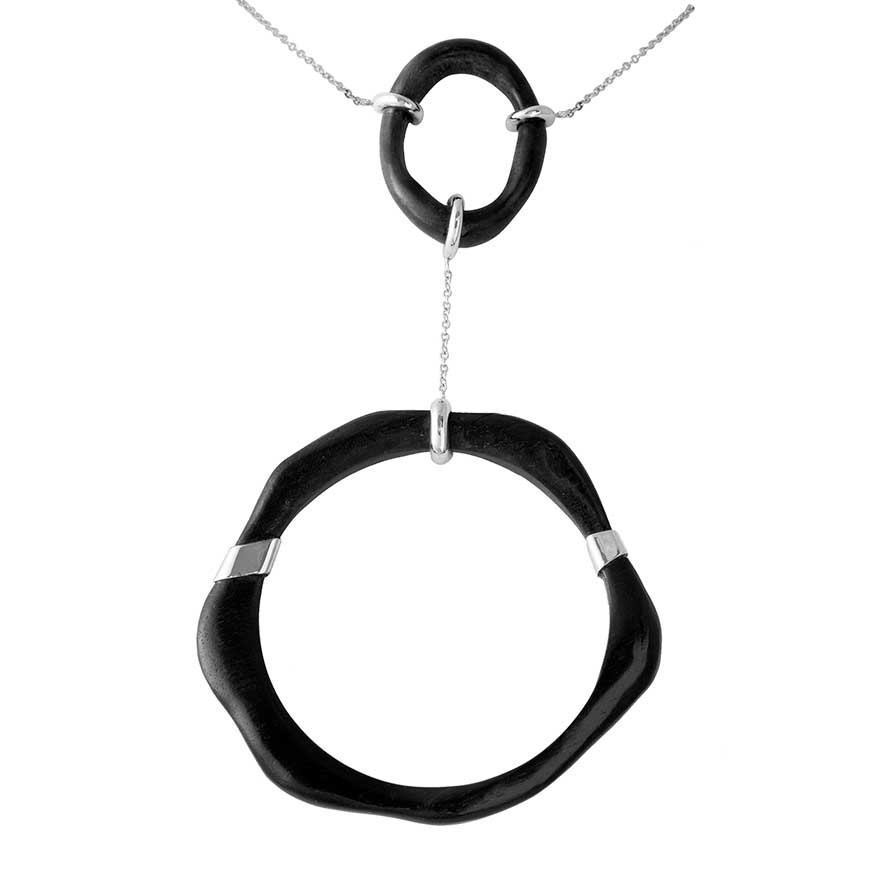 Ebony and silver necklace with pendants