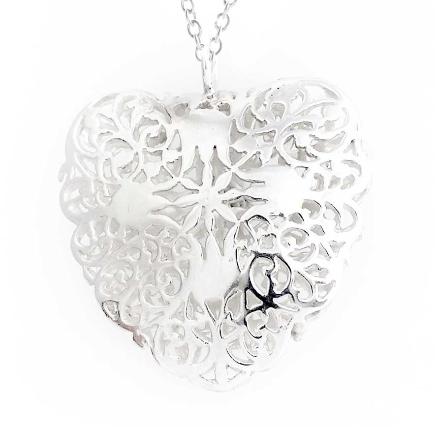 Silver Heart-Shaped perforated pendant