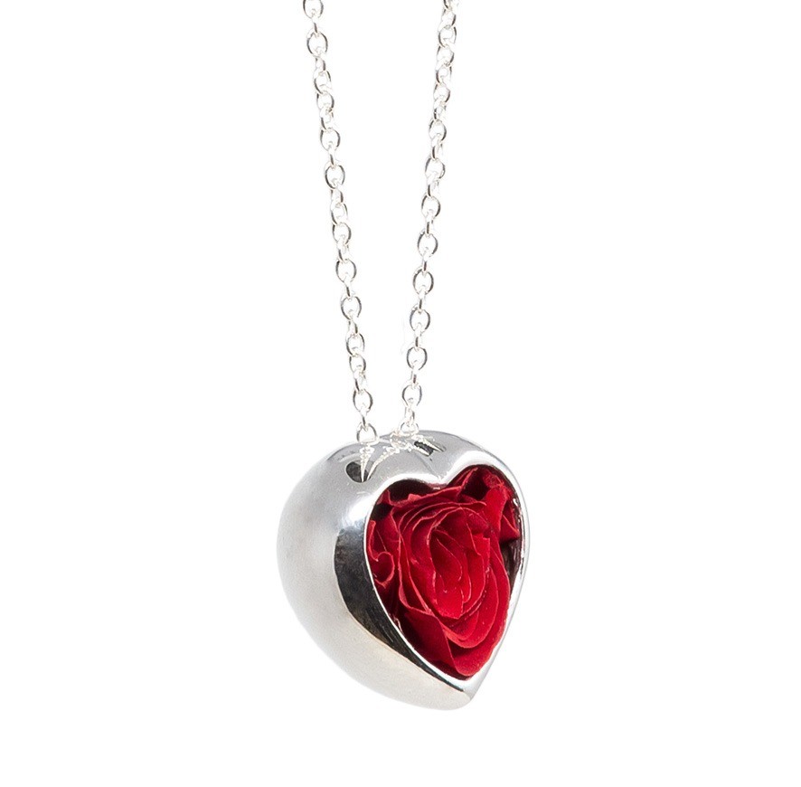 Necklace with Heart Pendant with Rose