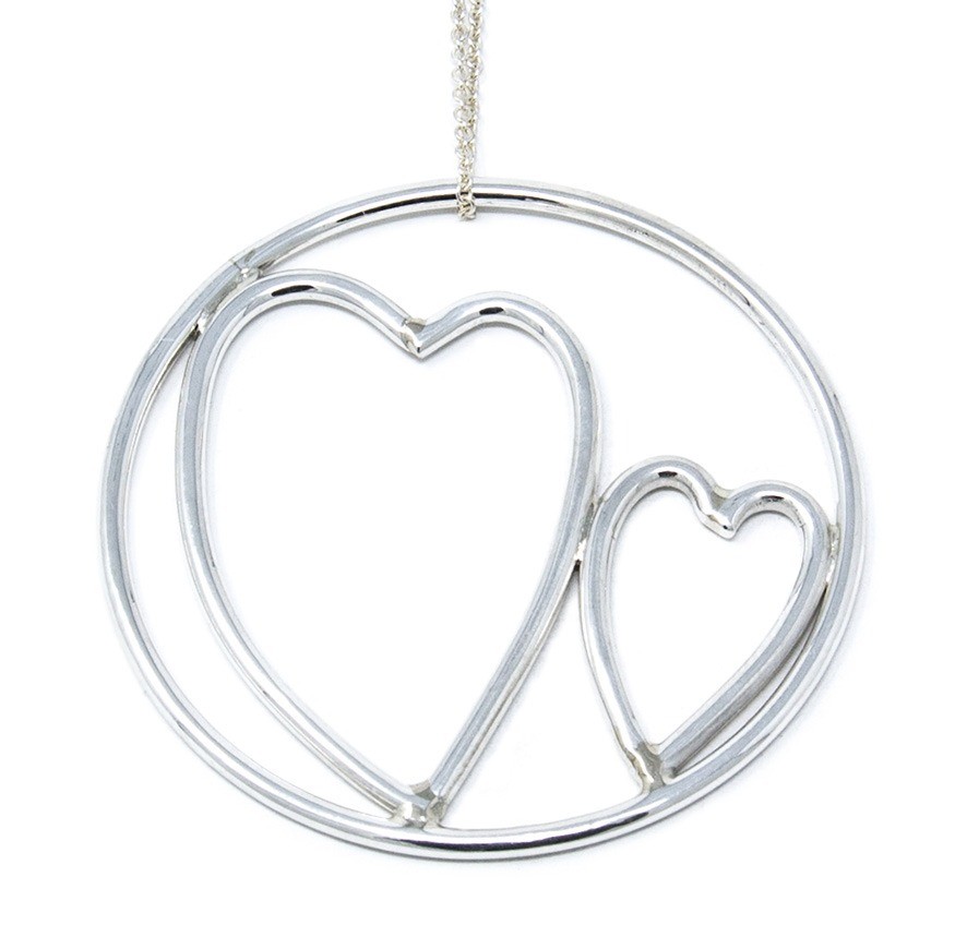 Silver Pendant double heart