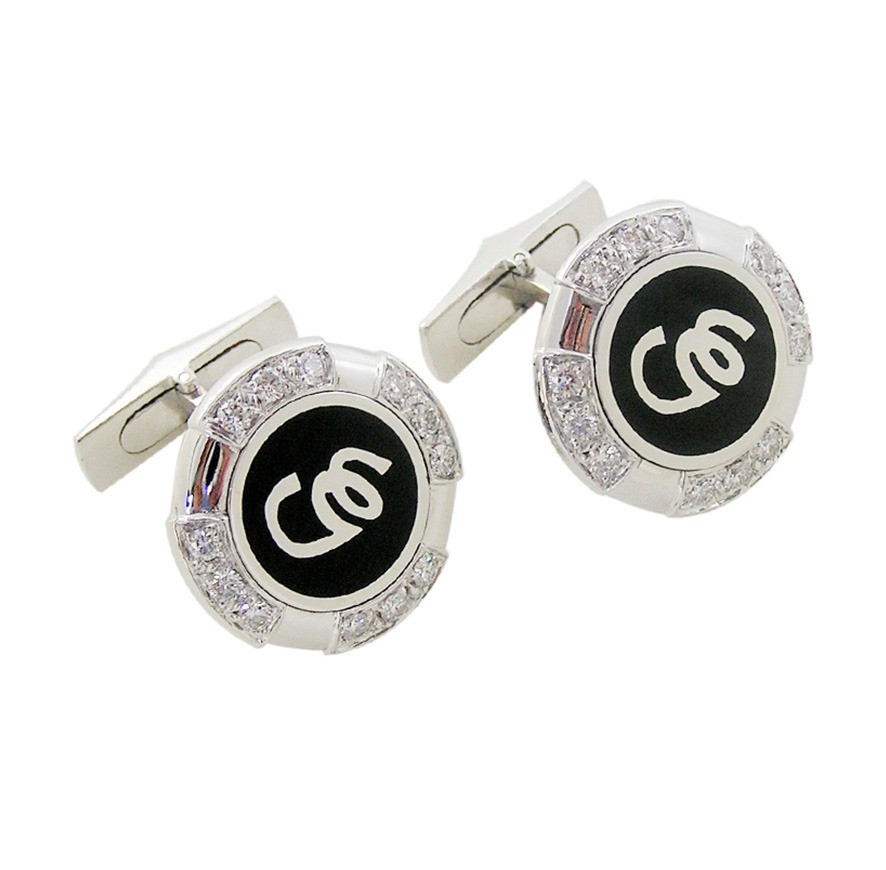 TWIN SET CUFFLINKS IN WHITE GOLD AND DIAMOND