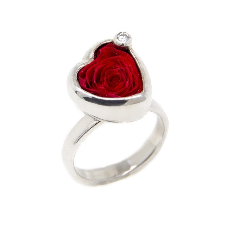 Anello a Cuore piccolo con Diamante 